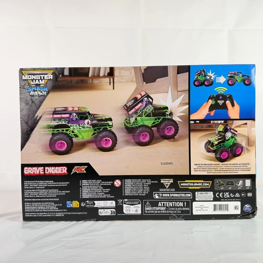 Monster Jam Smash & Bash Grave Digger Remote Control Truck 1:15 Scale New